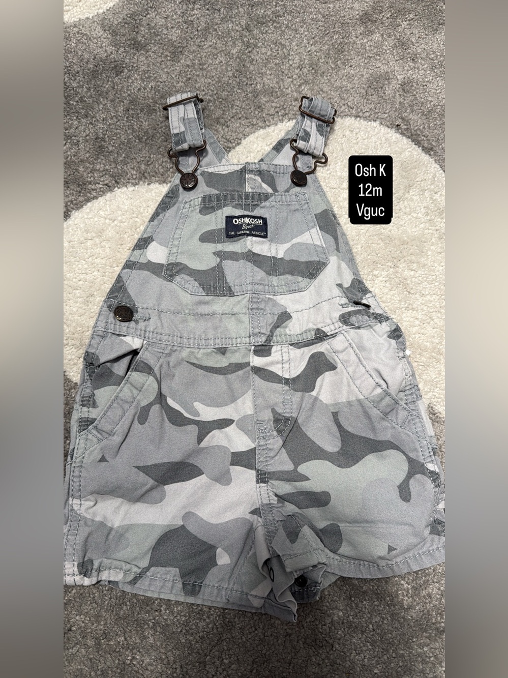 OshKosh B'gosh Gray Camouflage Shortalls